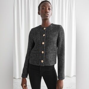 & Other Stories Black Tweed Matching Set blazer in Size 2+ Skirt Size 0